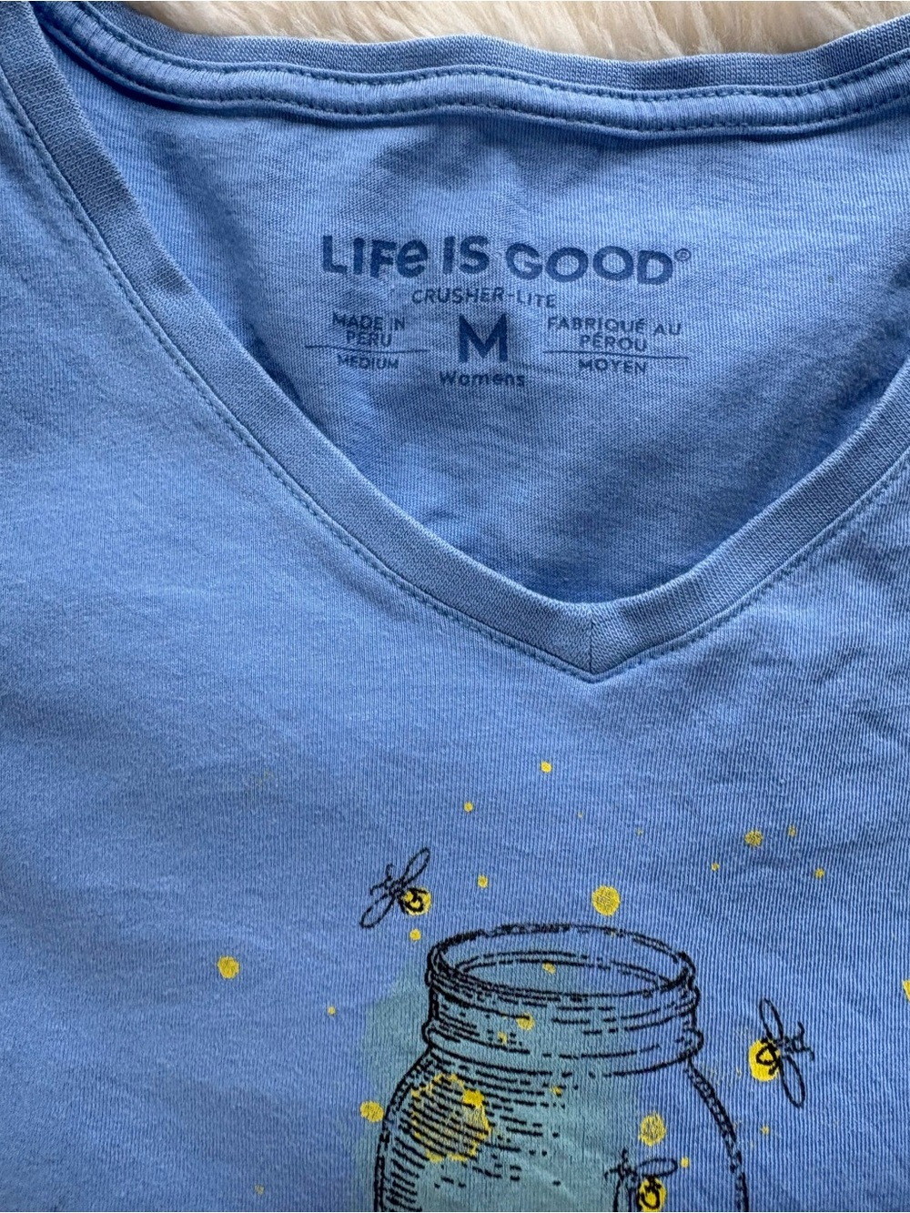 Life is Good Womens Blue V-Neck Tee with Mason Jar Graphic - Picture 3 of 7